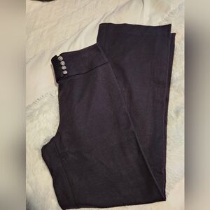 NWT Algani Ebony Black Wide Leg Pants with Button Detail. Sz 8